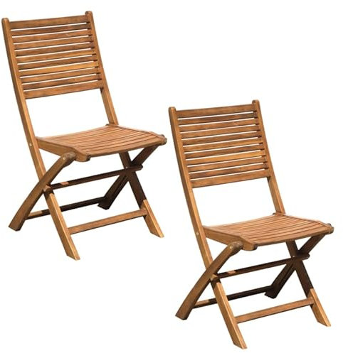 Gruppo Maruccia - Sedie per Giardino in Legno di Acacia - Struttura Pieghevole Salva Spazio - Set da 2 Sedie per Tavolo Pranzo, Veranda
