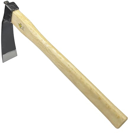Azada estrecha resistente de 14 pulgadas, sin soldadura, acero al carbono japonés con mango de madera de roble, herramienta de jardín para excavar, desmalezar y plantar