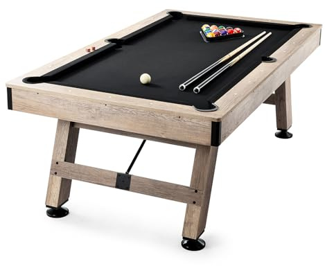 VEVOR Billardtisch 2,13 m Mit Verstellbaren Beinen - Set inkl. Bällen, Queues, Kreide und Bürste - Perfekt für Familienspielzimmer, Kinder & Erwachsene