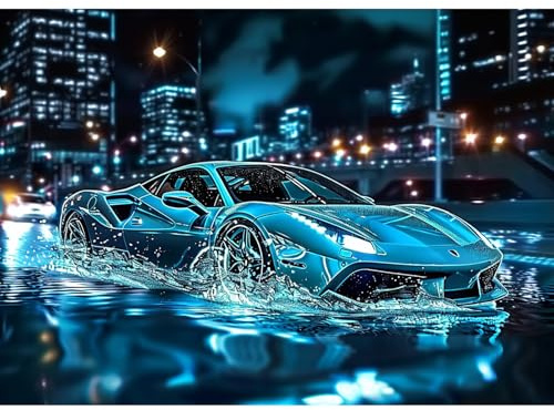 CEOVR Coche Deportivo Diamond Painting Kit Completo,Kit Diamond Painting ​5D,Pintura Diamante 5D 30x40 cm,Pintura de Diamantes para Adultos,Coche y Ciudad