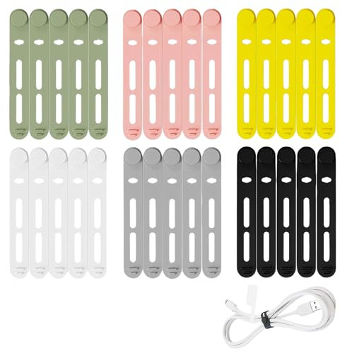 30 Organisateur de Cable, Range Cable Bureau, Enrouleur de Câbles Réutilisable, Organisateur élastiques pour Organiser les Câbles de Charge, Audio et Réseau