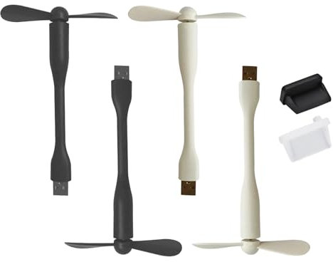 Mikiuly Ventilateur pour Téléphone Portable, Mini Ventilateurs USB, Lot de 4 Ventilateur de Voyage Silencieux, Mini Ventilateur de Refroidissement, pour Téléphone Portable Tablette