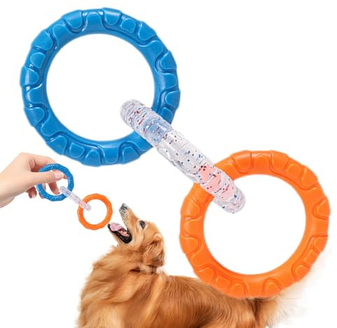 Uhngw Tug Rings For Dogs,3 Rings Puller Dog Bite Toy - Pet Supplies, Promotes Teeth Care, Exercise Equipment, Outdoor Teether For Indoor Backyard Play