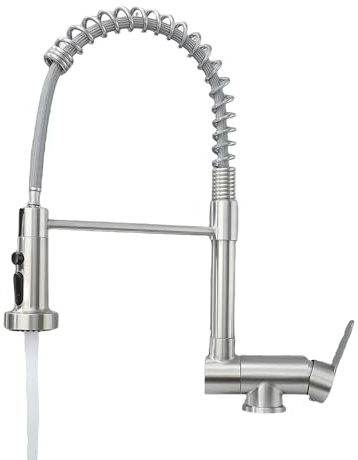 Robinet Cuisine Rabattable Douchette, Mitigeur Cuisine Rabattable Flexible Cuisine,Inox 304 Brossé Pivotant 360°, Robinet De Cuisine Rabattable