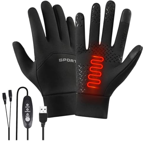 Guantes calentados por USB: Pantalla táctil de configuraciones, térmicos, portátiles, diseño para niños de bajo Calor | Manoplas térmicas Gruesas, Accesorio para el Cuidado del Invierno, c