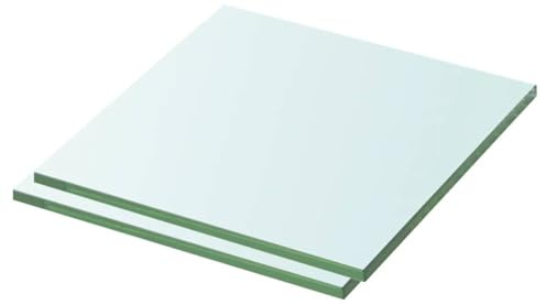 Runheo Hyllor set om 2, transparent glas, 30 x 25 cm, 8 mm härdat glas, 15 kg bärkraft, för lamellvägg, väggmontering, modernt dekorativt element
