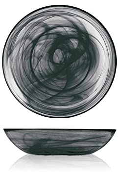 H&H Alabastro - Juego de 6 platos hondos de cristal, negro, 21 cm, 21 x 21 x 4 cm, 6 unidades