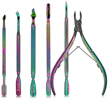 KADS 1pieza Empujador Levantador de Cutículas Cutícula Removedor de gancho delgado de Acero Inoxidable de color mágico set