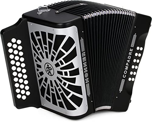 ACORDEONES DIAT. BOTONES. HOHNER Acordeon de piano cromatico COMPADRE GCF ROJO SILVER GRILL.