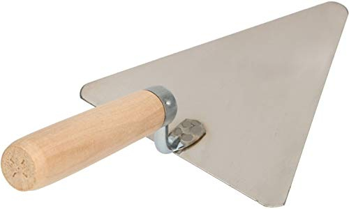Truelle triangulaire Kotarbau® - En acier inoxydable - 180 mm x 148 mm - Avec manche en bois - Indispensable pour les travaux de maçonnerie