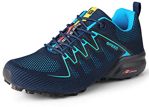 KUXUAN Cycling Shoes Men Peloton Shoe Road Bike Shoes Bike Mtb Shoes,Non-slip and Breathable Casual Shoes,Blue-47 EU