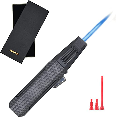 DOUBFIVSY Cannello da Cucina, Bruciatore a Gas Ricaricabile con Blocco di Sicurezza e Fiamma Regolabile per Bricolage, per Bricolage, Creme Brulee, Saldatura e Campeggio, Butano Non Incluso(Nero)