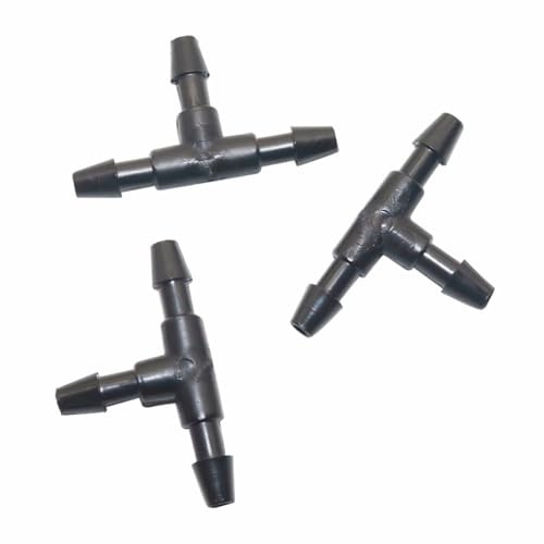 50 st trädgårdsslang 3/5 mm taggade lika T-anslutning för innerdiameter 3 mm slanganslutning plast trädgård bevattning t-fog