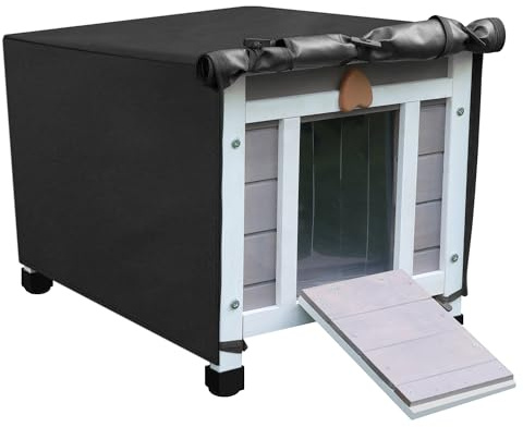 Casa para gatos con funda impermeable de madera para gatos, para mascotas pequeñas, con funda de 42 x 51 x 43 cm (gris)