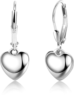 Silber 925 Ohrringe Damen, Herz Hängende Ohrringe Hypoallergen Tropfenohrringe Herz Anhänger Ohrring Ohrhänger Trendige Hängendohrringe fur Damen Mädchen