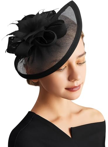 DRESHOW Fascinator Hats Tea Party Hat Vintage Pillbox Hat Fascia Cocktail Headwear per Ragazze e Donna