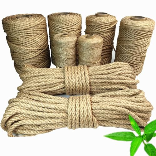 Treadstar, corda in sisal per albero tiragraffi, corda di iuta naturale, corda di sisal, corda di canapa, accessori per gatti, corda di canapa, 100% naturale (6 mm-50 m)