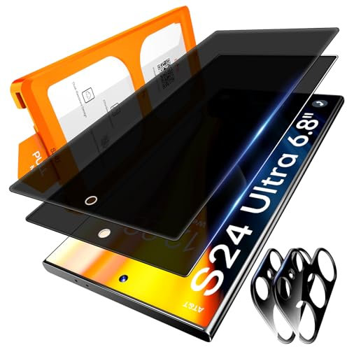LϟK 2 Pezzi Privacy Vetro Temperato per Samsung Galaxy S24 Ultra Schermo Antispia, Installazione Automatica, Senza Polvere e Bolle