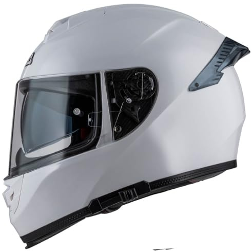 NZI Eurus 4 Stream Duo Solid Blanco - Casco de Moto Integral con Visor Solar | Unisex Hombre y Mujer, homologado ECE 22.06 (M)