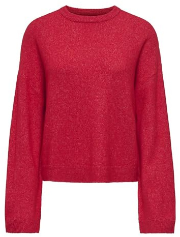 ONLY Neck Pullover Onlsimoni L/S Knt Noos-Jersey de Cuello Redondo, Color Rojo, L para Mujer