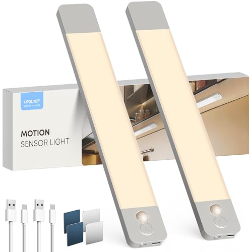LROLTEF LED Lampe Cuisine Meuble avec Detecteur de Mouvement - 30cm 2200mAh 4000K Dimmable & Rechargeable Lumières para Placard Cuisine, Escalier, Le Couloir, Chambre | 2 Piezas