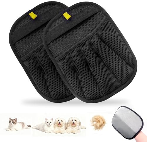 Sylvaire 2 Pack Pet Hair Removal Gloves, Electrostatic Dog Cat Hair Remover Glove for Couch Furniture Carpet Car Seat Clothing, Reusable & Washable Magic Brush Mitt (23.8x17.5cm)