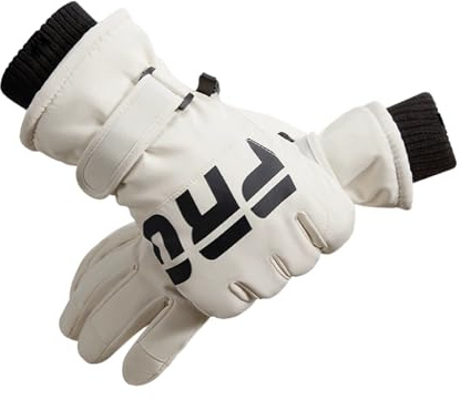 Moguxb Guantes de Esquí para Hombre y Mujer Guantes Ciclismo Guantes Snowboarding Impermeables y Antideslizantes, para Esquí, Snowboard y Senderismo (Blanco, X-Large)