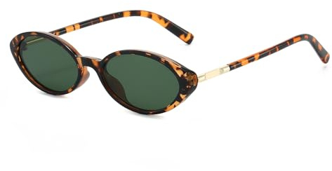 LJCZKA Gafas de Sol Ovaladas Retro para Mujer Hombre Gafas Pequeñas de Moda Ojo de Gato Años 90 Protección UV400 (Hawksbill Verde)