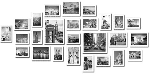 Large Multi Picture Photo Frames Wall Set 26 Pieces Set (White)