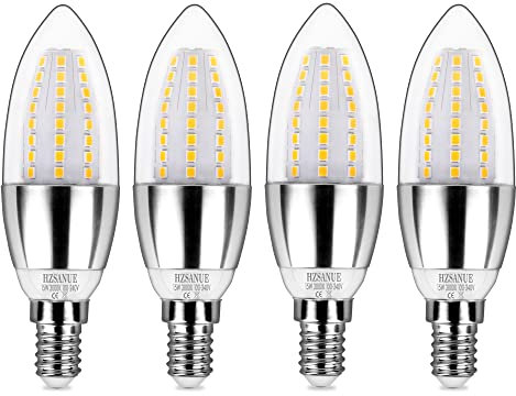 Hzsanue 15W LED Kerze Lampen, 120W Glühlampenäquivalent, 1700lm, 3000K Warmweiß, E14 Kleine Edison Schraube, 4 Stück