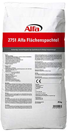 1x Alfa Flächenspachtel 25 kg – Spachtel-Masse zum Spachteln und Glätten von Putz, Mauerwerk etc, leicht zu verarbeiten, Wand-, Decken-Spachtelmasse
