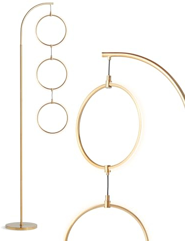 Brightech Nova 74 in. Antique Brass Industrial 3-Light LED Energy Efficient Floor Lamp with Built-in 3-Way Dimmer Function FL-NVA-BRS