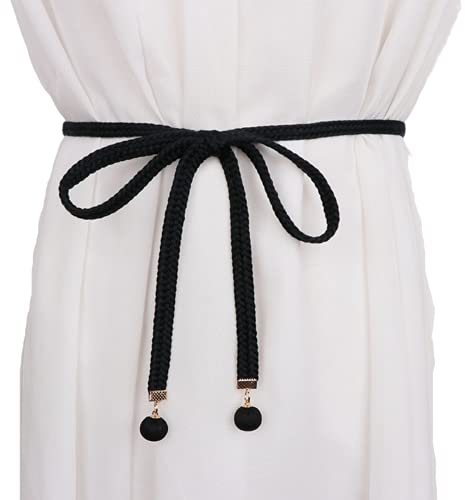 CHENGZI Mode Damen Gürtel Geflochtene Kette Casual Stil Dünner Gürtel für Damenkleid, Schwarz , One size
