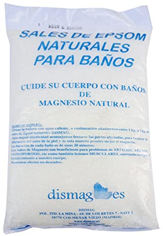 Dismag Sales De Epsom Naturales 2KG - Sulfato de magnesio - Sal de Baño Y Cuidado Personal- Relajante y Desintoxicante - Tratamiento corporal (2 KG)