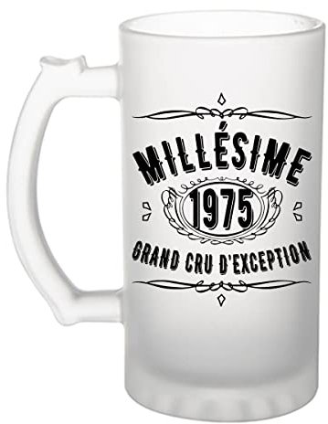 Planetee Chope de bière 1975 anniversaire 50 ans | Verre à bière Pinte idée cadeau original | Imprimé en France