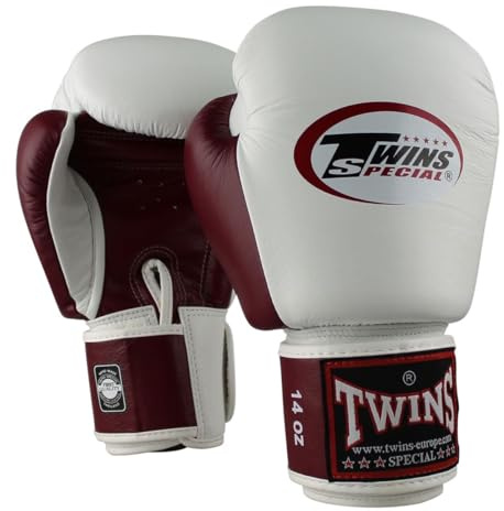 Guantes de Boxeo Twins Blanco y Rojo 14 oz