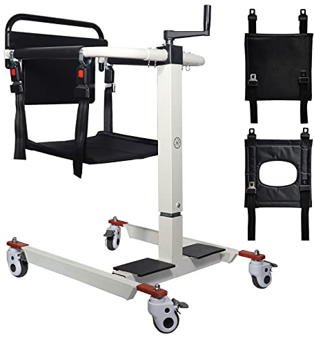 Patient Lift Transfer Chair, Home Bedside Commode Elderly Transport Chair, Wheelchair Lift for car, Toilets Seat Transfer Aid (New Version)