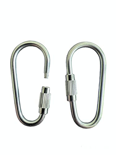 Stainless Steel Screw locking Quick Link Carabiner, Oval D Shape Locking Carabiner Clips, 6 Pack, Size 36mm For Camping, Hiking, Etc