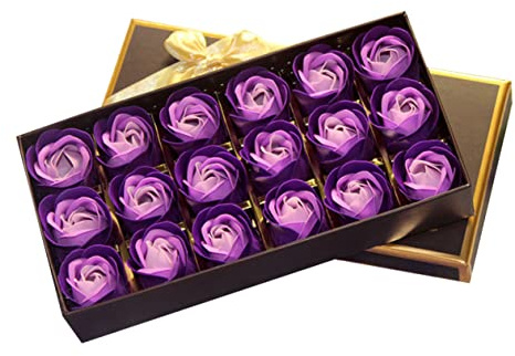 Cabilock 18-piece Scented Bath Soap Flowers Box Rose Women Artificial Flowers in Box for Valentine's Day