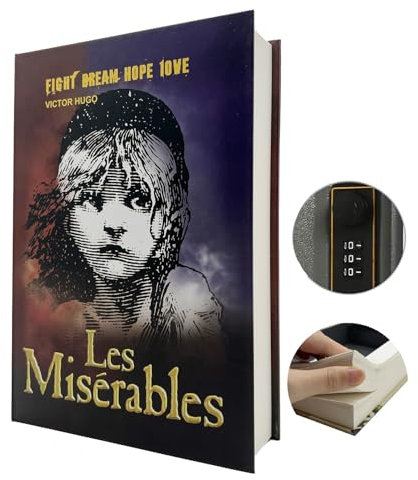 Divison Book Safe,Real Paper Diversion Safe With Combination Lock,Hollow Hidden Compartment, For Jewelry,Money,Card And Cash (Les Miserable,Combination)