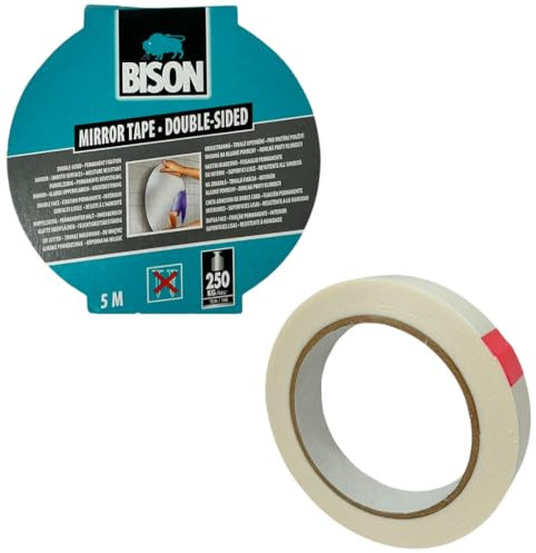 Bison Ruban adhésif double face de montage - 5 m - Adhésif extra fort au lieu de percer - Charge maximale : 250 kg - 5 m x 2 cm