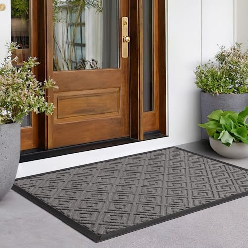 LEKEEPGO Felpudo Entrada Casa 80x120cm, Drenaje Felpudo, Alfombra Entrada Casa Antideslizante, Alfombras de Exterior Lavables, Tapete Entrada para Exterior, Balcón, Corredor, Gris