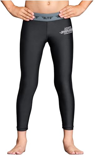 Elite Sports Youth Boys Kids Athletic Compression Pants Legging Spat Tight Base Layer BJJ Basketball Soccer Sports Training (US, Alpha, Small, Regular, Black (Pack of 3))