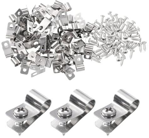 QUARKZMAN 60 stycken trådstaketklämmor 6 mm rostfritt stål staket trådklämmor jordbruksstaket, monteringsklämmor med 60 stycken skruvar för fastsättning av 12–16 spårtrådar