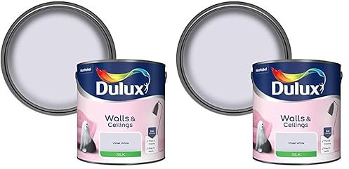 Dulux Silk Emulsion Paint For Walls And Ceilings - Violet White 2.5 Litres (Pack of 2)