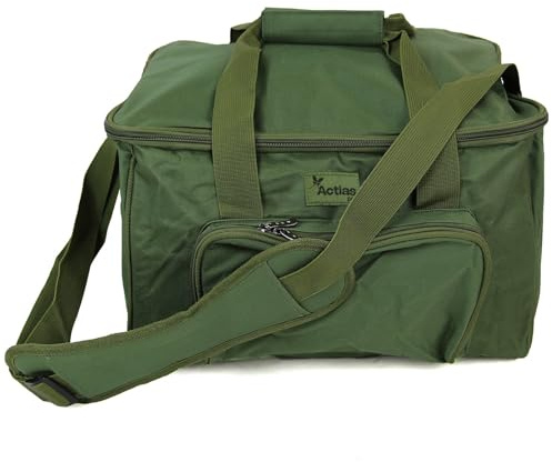 Actiaspet Carp & Coarse Fishing Tackle Bag Green Carryall with Padded Shoulder Strap, External Pocket & Rubber Feet, 40cm x 30cm x 26cm
