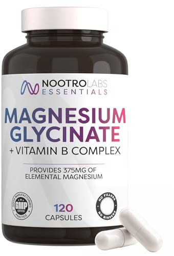 Nootro Essentials Magnesium Glycinate Capsules with Vitamin B Complex for Sleep, Calm & Muscle Support, Vegan (60 Servings - 2 Capsules Daily, 2 Month Supply)