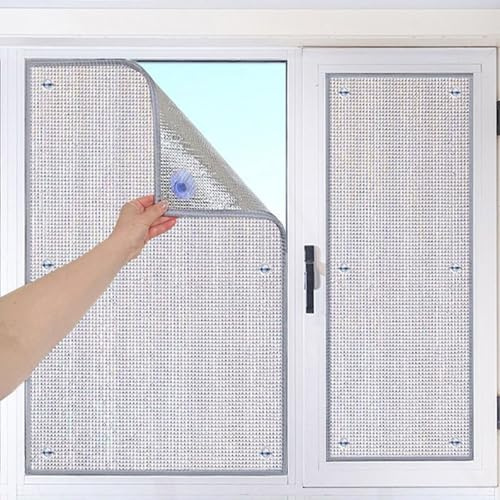 AJTXCSFOQL Rückstandslose Sonnenschutz Folie Dämmfolie, 9 mm Dicke Fensterfolie mit Saugnapf, 99% Uv-Schutz Verdunkelungsfolie für Schlafzimmer, Badezimmer, Büro, Dachfenster(40cm x 110cm)