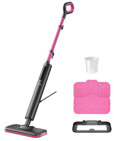 Schenley scopa a vapore – pronta in 10 s, pulizia senza chimici per pavimenti duri, piastrelle e laminato, panni lavabili, 3 livelli vapore per tappeti, autoportante