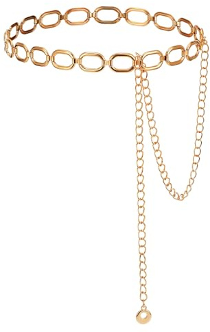 Yuanchu Gold Chain Belt for Women, Body Dress Chain Western Waist Chain | for Women Plus Size Gold Ring Belt for Dress Western Body Waist Chains
